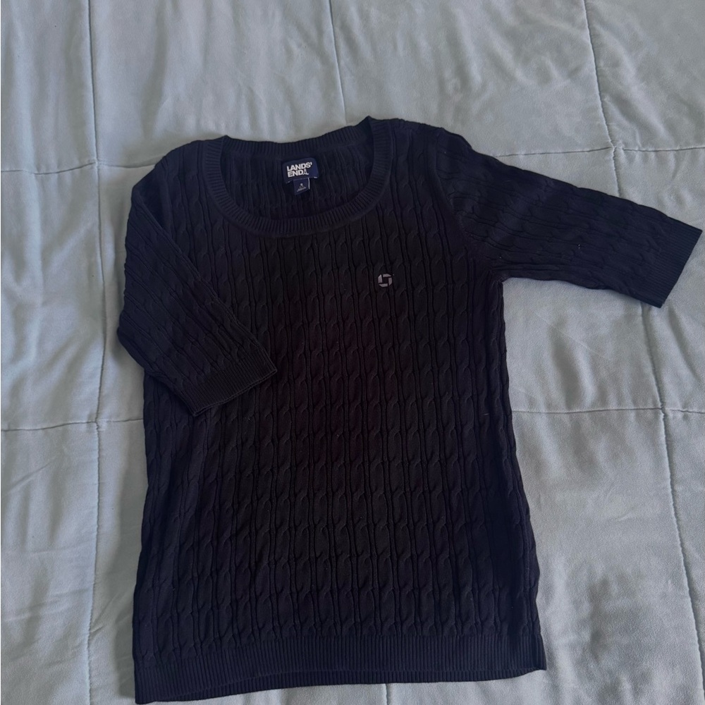 Lands' End Dark Gray Cable Knit Sweater